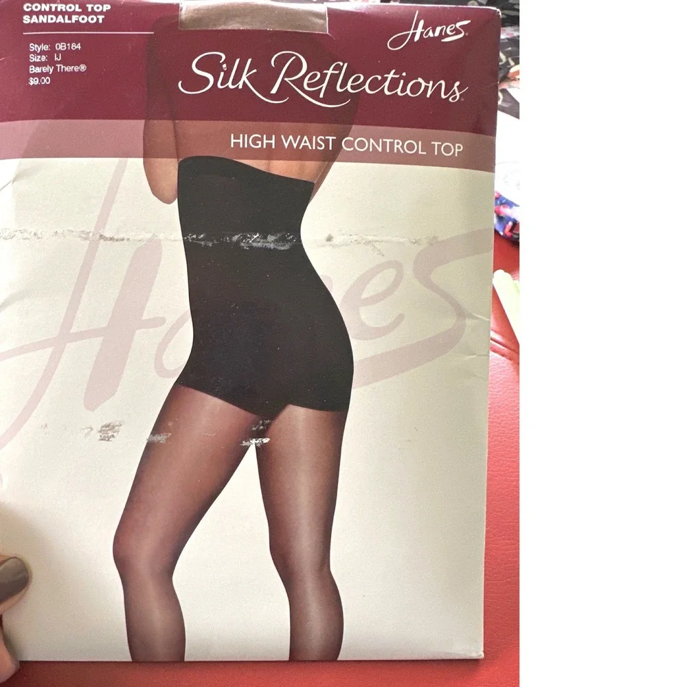 Hanes Silk Reflections High Waist Control Top Pantyhose Barely There Size IJ